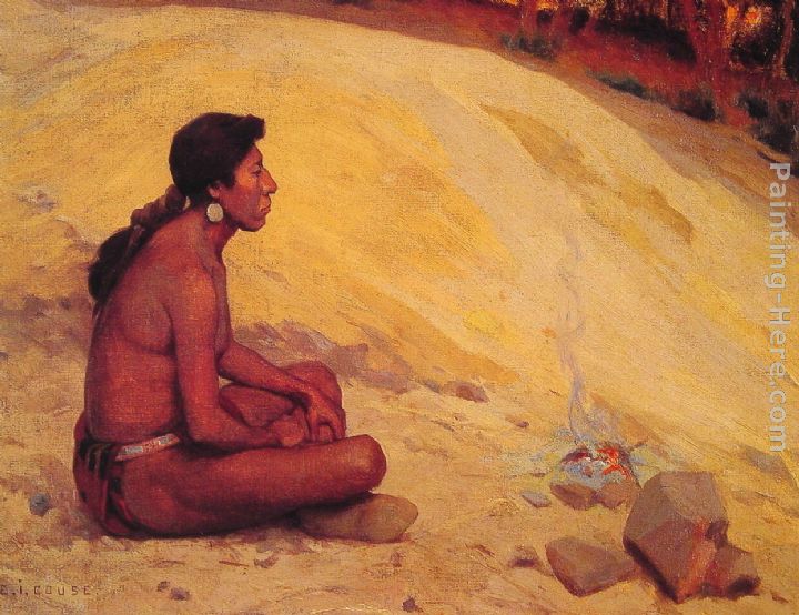 Indian Seated by a Campfire painting - Eanger Irving Couse Indian Seated by a Campfire art painting